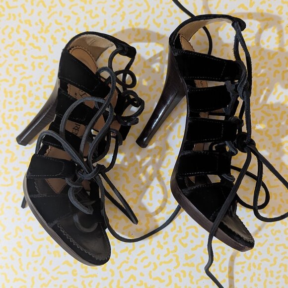YSL Tom Ford for Yves St Laurent Velvet Gladiator Heels 37 - Picture 6 of 11
